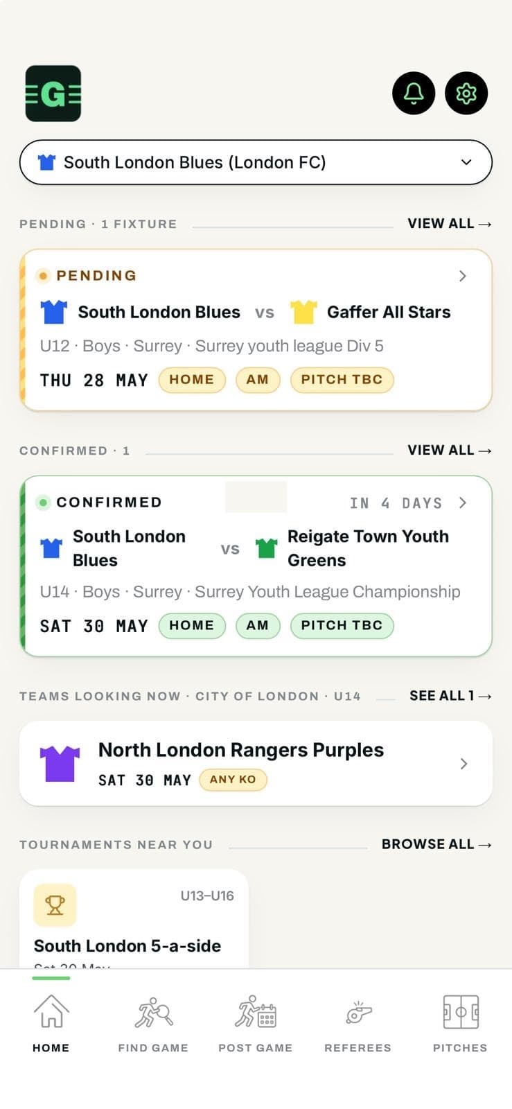Manager home screen